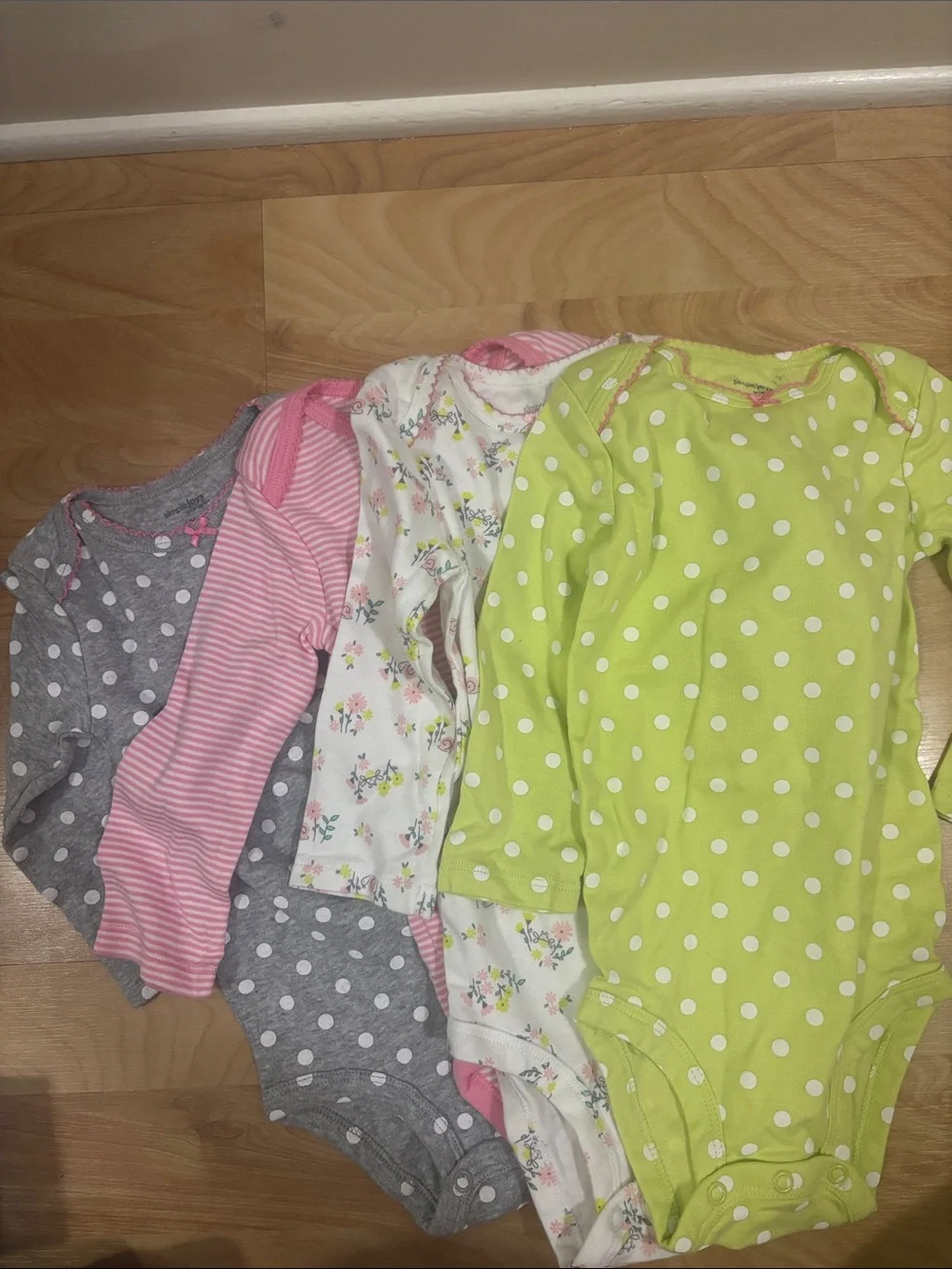 Carter's Baby One-Piece Bodysuit Set - Lime, White, Pink, Gray  4 PIECE BUNDLE